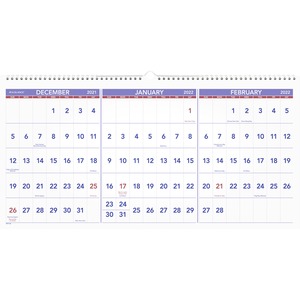 At-A-Glance 3-Month Horizontal Wall Calendar