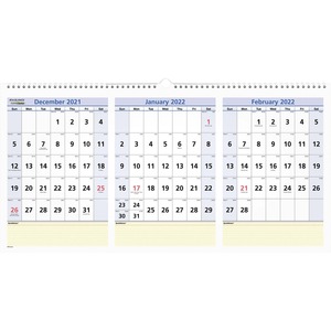 At-A-Glance QuickNotes Three Month Horizontal Wall Calendar