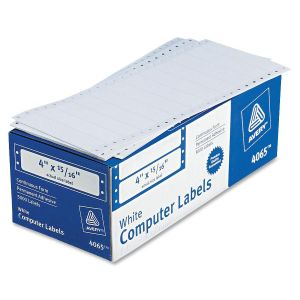 Avery Continuous Form Computer Labels, Permanent Adhesive, 4" x 15/16" , 5,000 Labels