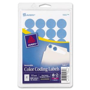 Avery® Removable Color-Coding Labels, Removable Adhesive, Light Blue, 3/4" Diameter, 1,008 Labels (5461)