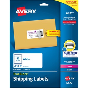 Avery® Shipping Labels, Sure Feed®, 2" x 4" , 250 Labels (6427)