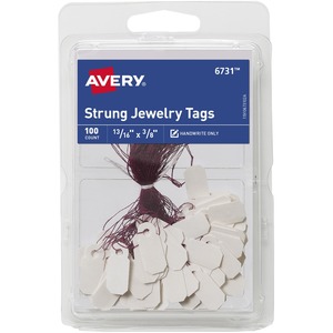 Avery® Jewelry Tags, Strung, 13/16" x 3/8" , 100 Tags (6731)