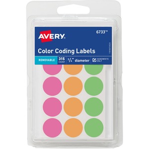 Avery® 3/4" Round Removable Color Coding Labels - Handwrite Only