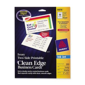 Avery® Clean Edge Business Cards, 2" x 3.5" , Ivory, 200 (08876)