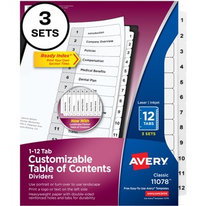 Avery® Ready Index Classic Tab Binder Dividers