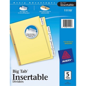 Avery® Big Tab Insertable Dividers - Reinforced Gold Edge