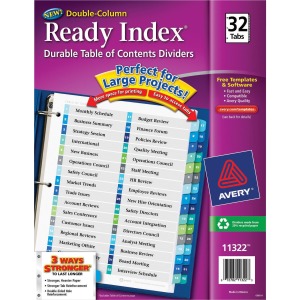 Avery® Two-Column Table Contents Dividers w/Tabs