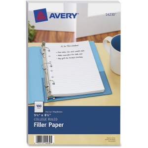 Avery® Filler paper for 3-Ring/7-Ring Mini Binders