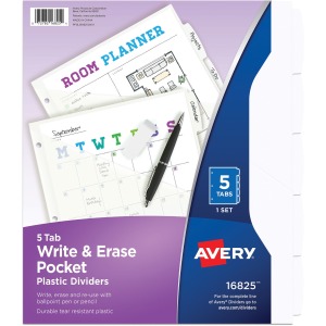 Avery® Write & Erase Pocket Plastic Dividers