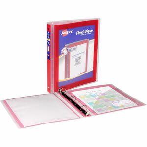 Avery® Flexi-View 3 Ring Binder, 1 Inch Round Rings, 1 Red Binder