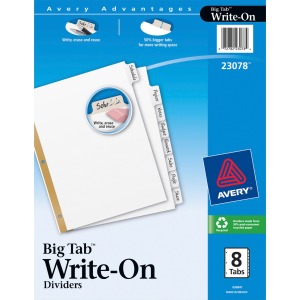 Avery® Big Tab™ Write & Erase Dividers 8 tabs