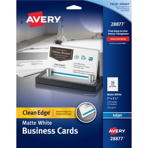 Avery® Clean Edge Business Cards, 2" x 3.5" , White, 120 (28877)