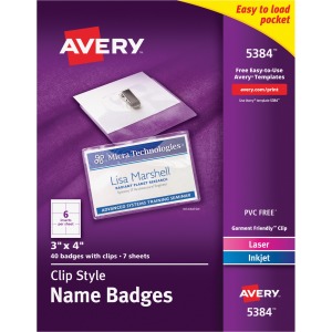 Avery® Garment-Friendly Clip-Style Name Badges