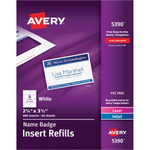 Avery® Laser/Inkjet Badge Insert Refills