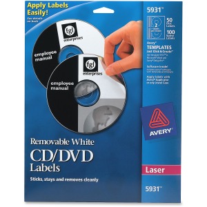 Avery® 5931 Laser Labels Shuttered Jewel Case Inserts with Software for CD/DVD