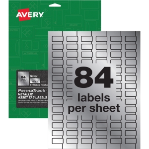 Avery® PermaTrack Metallic Asset Tag Labels, 1/2" x 1" , 672 Asset Tags