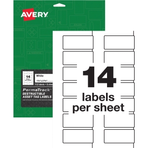 Avery® PermaTrack Destructible Asset Tag Labels