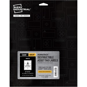 Avery® PermaTrack Destructible Asset Tag Labels, 2" x 3-3/4" , 64 Asset Tags