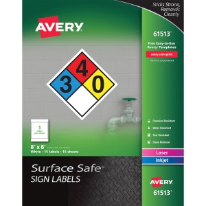 Avery® 8"x8" Removable Label Safety Signs