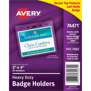 Avery® Heavy-Duty Secure Top Clear Badge Holders