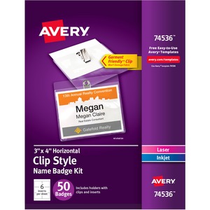 Avery® Top-Loading Clip-Style Name Badges