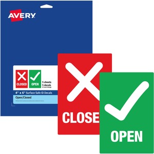 Avery® Surface Safe OPEN/CLOSED Table/Chair Decals