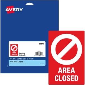 Avery® Surface Safe AREA CLOSED Table/Chair Decals