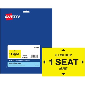 Avery® Surface Safe PLEASE KEEP 1 SEAT APART Decals