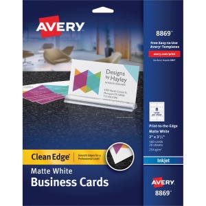 Avery® Clean Edge Business Cards, 2" x 3.5" , White, 160 (08869)