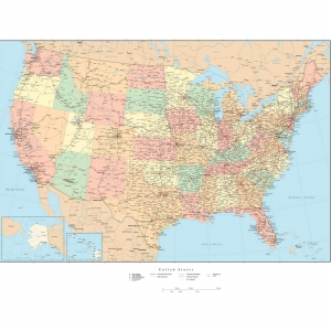 Advantus Laminated USA Wall Map