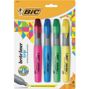 BIC Brite Liner Grip XL Highlighters, Assorted, 4 Pack