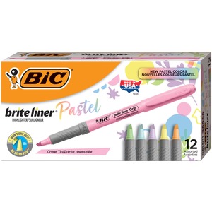 BIC Brite Liner Grip Highlighters, Assorted, 12 Pack