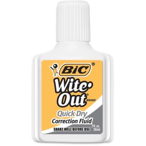 BIC Quick Dry Correction Fluid, White, 12 Pack