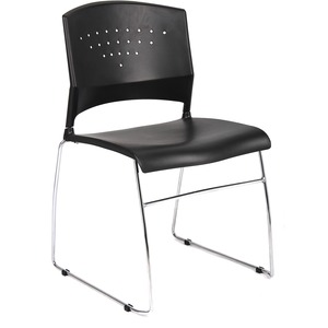 Boss Black Stack Chair With Chrome Frame 4 Pcs Pack