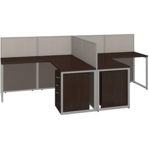 Bush Business Furniture Easy Office 60W 2 Person L Desk Open Office with Two 3 Drawer Mobile Pedestals