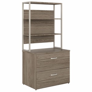 Bush Business Furniture Hybrid Collection Hickory Desking