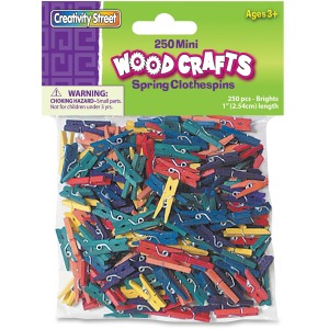 Creativity Street Mini Spring Clothespins, Bright Hues Assorted, 1, 250 Pieces