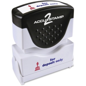 Message Stamp - "FOR DEPOSIT ONLY" - 50000 Impression(s) - Red, Blue - Rubber - 1 Each