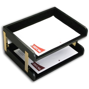 Dacasso Two Side Load Letter Trays With Gold Posts