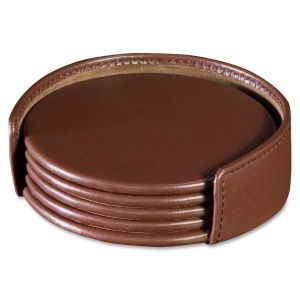 Dacasso Leather Coasters - Set of 4 with Holder