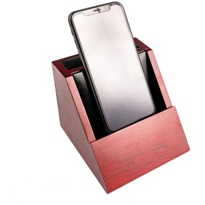 Dacasso Rosewood and Leather Desktop Cell Phone Holder