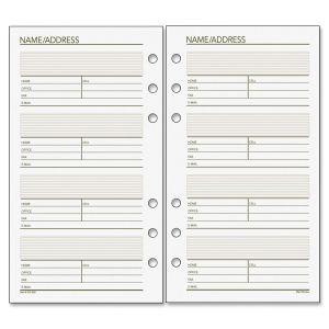 Day Runner Undated Telephone/Address Planner Page Refill