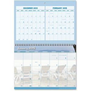 Day-Timer Coastlines 3-month Wall Calendar