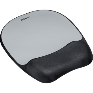 Fellowes Memory foam Mouse Pad/Wrist Rest- Silver Streak