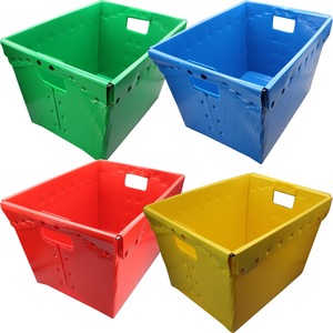 Flipside Primary Assorted Plastic Storage Postal Tote - 4 Pack