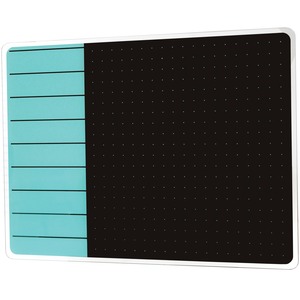 Viztex® Glacier Teal & Black Plan & Grid Glass Dry Erase Board - 17" x 23"