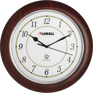 Lorell 13-1/4" Round Wood Wall Clock