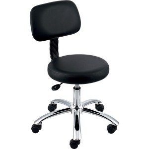 Lorell 16" Round Seat Pneumatic-Lift Stool with Back