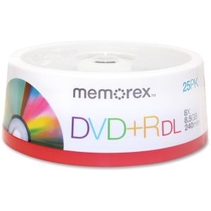 Memorex 05712 DVD Recordable Media - DVD+R DL - 8x - 8.50 GB - 25 Pack Spindle