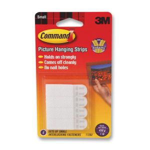 Command Picture Hanging Strips, Small, White, 1lb Capacity, 4 Sets/Pack